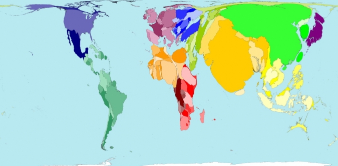 big world map with countries labeled. Map of the World By Population