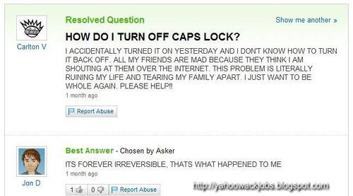 funny yahoo answer questions. Answers.