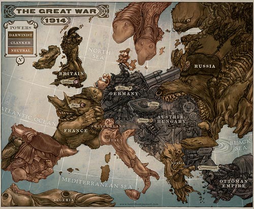 aggression in europe map. A caricature map of Europe,